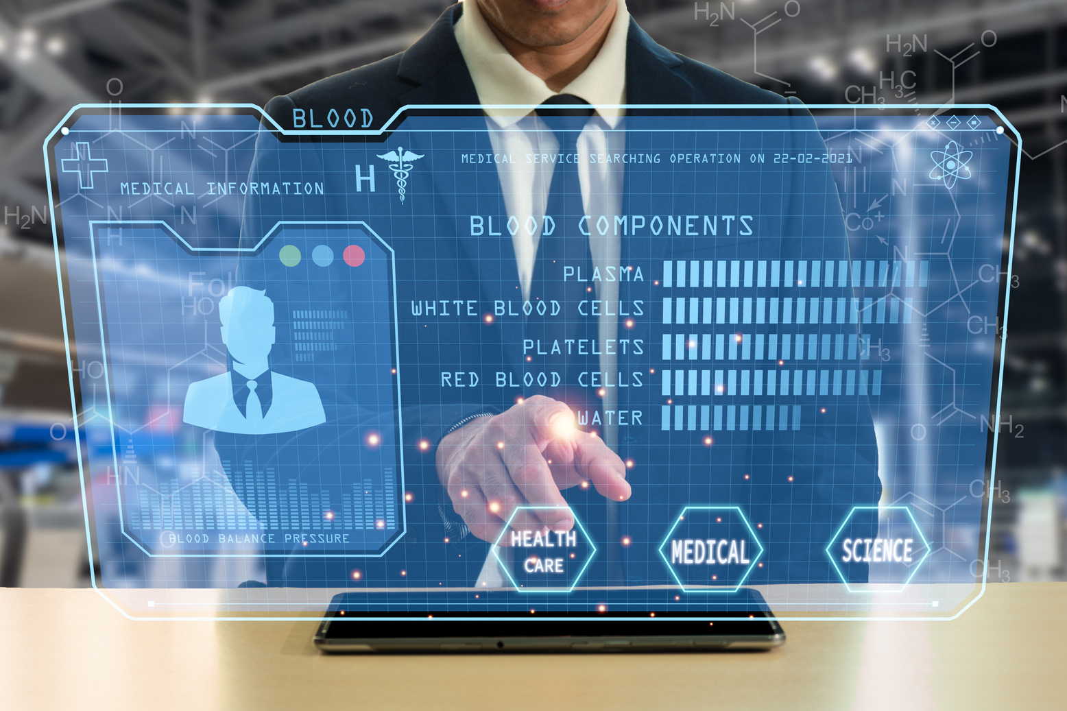 Businessman Pointing at Health Care